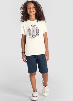 Conjunto Infantil Menino de Skate Bege