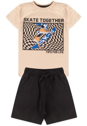 Infantil - Conjunto Bem Vestir Menino Skate Camiseta e Bermuda