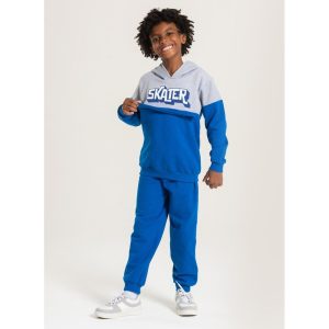 Infantil - Conjunto Inverno Menino Royal Blusão com Capuz e Calça em Moletom Skater