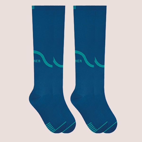 2 Meias 3/4 Compressão Masculina Fitness Corrida Selene Azul e Verde