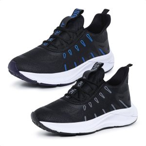 2 Pares Tênis Esportivo Masculino Feminino Para Bike Preto e Preto com Azul Combo Promocional