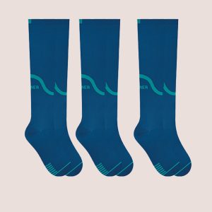 3 Meias 3/4 Compressão Masculina Fitness Corrida Selene Azul e Verde