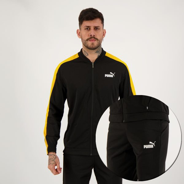 Agasalho Puma Baseball Tricot Suit Preto e Laranja