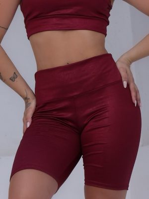 Bermuda Ciclista Feminina Esporte Academia Koenig Suplex Estampa 3D Vinho