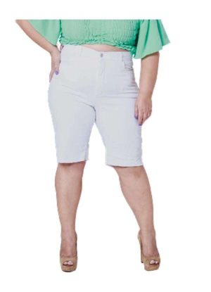 Bermuda Feminina Biker Plus Size Branco Razon Jeans - Branco