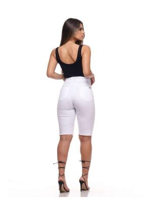 Bermuda Feminina Sarja Lycra Biker Branco - Branco