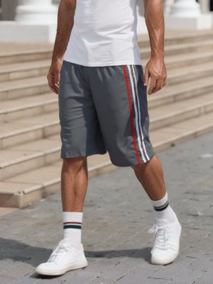Bermuda Masculina Frent`s Tactel Basica Com Listras laterais Esporte