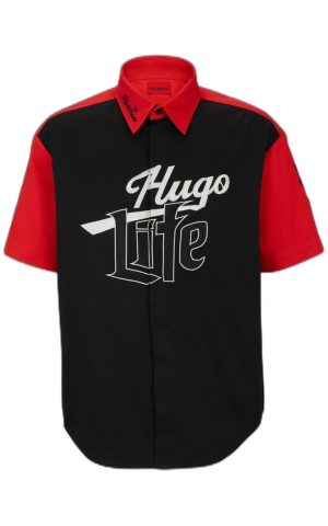 Camisa De Corte Dimensionado Com Detalhes Inspirados Em Corrida