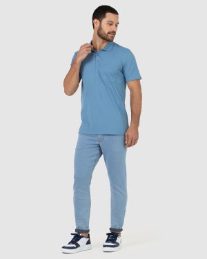 Camisa Polo Básica Masculina Gola Esporte E Bolso Piquet Stretch