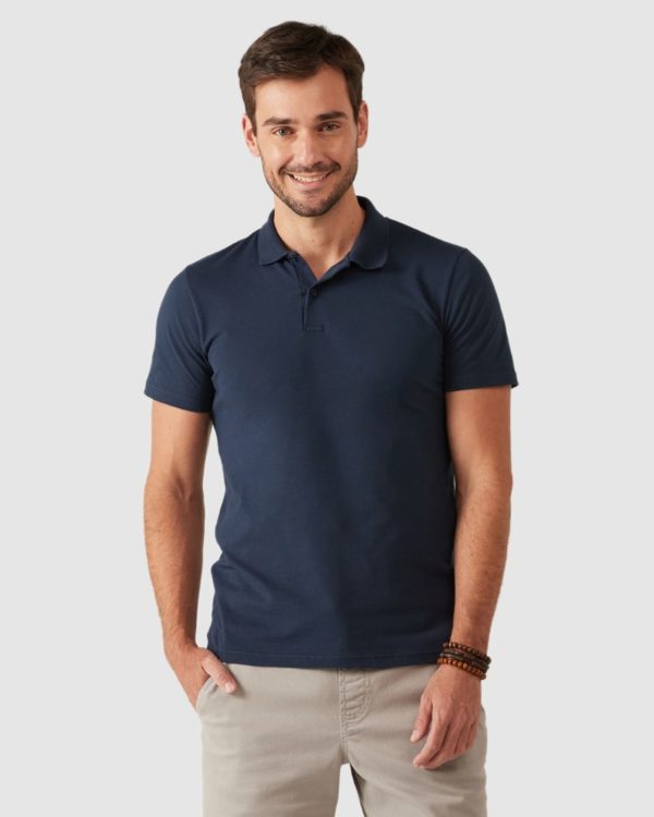 Camisa Polo Básica Masculina Gola Esporte Em Piquet Stretch