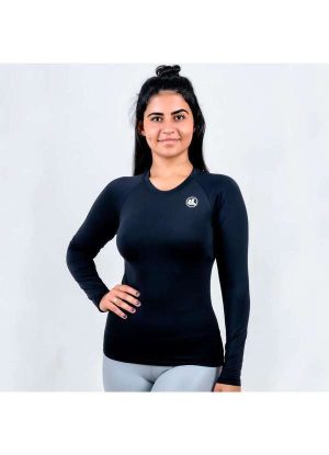 Camisa Térmica Esporte Legal Luar Manga Longa Feminina - Preto Preto