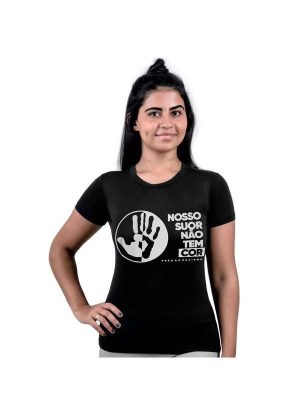 Camiseta Esporte Legal Não Ao Racismo Feminina Preto