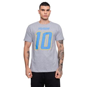 Camiseta Nfl Masculina Los Angeles Chargers Justin Herbert Cinza