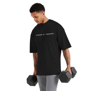 Camiseta Oversized de Algodão Masculina Ideal para Academia e Esportes Gola Redonda Foco