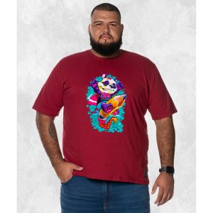 Camiseta Plus Size Extra Grande Estampada Nexstar Confortável Algodão Lapis Surf - Bordo