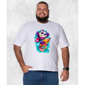 Camiseta Plus Size Extra Grande Estampada Nexstar Confortável Algodão Lapis Surf - Branco