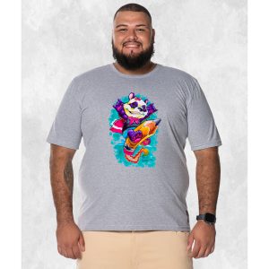 Camiseta Plus Size Extra Grande Estampada Nexstar Confortável Algodão Lapis Surf - Cinza