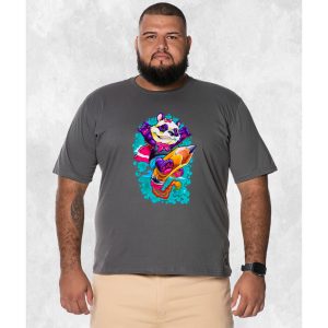 Camiseta Plus Size Extra Grande Estampada Nexstar Confortável Algodão Lapis Surf - Grafite
