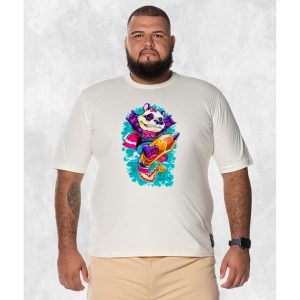 Camiseta Plus Size Extra Grande Estampada Nexstar Confortável Algodão Lapis Surf - Perola
