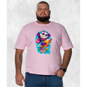 Camiseta Plus Size Extra Grande Estampada Nexstar Confortável Algodão Lapis Surf - Rosa