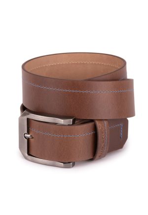 Cinto Couro Legítimo Masculino Esporte Fino Casual Largo Marrom Ello Griff