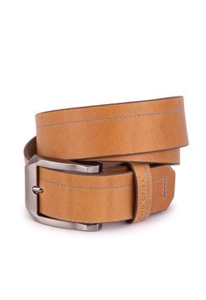 Cinto Couro Legítimo Masculino Esporte Fino Casual Largo Marrom-claro Ello Griff