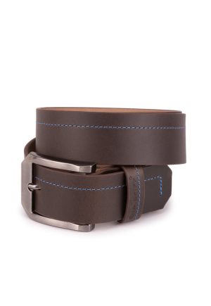 Cinto Couro Legítimo Masculino Esporte Fino Casual Largo Marrom-escuro Ello Griff