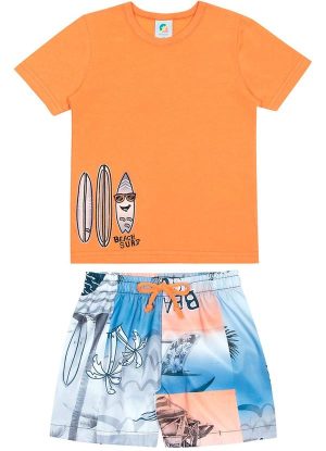Conjunto Beach Surf Meninos Laranja