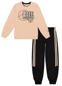 Conjunto Blusão e Calça Baseball Bege