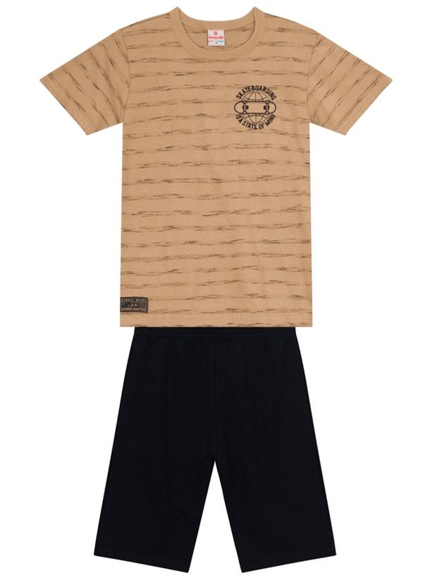 Conjunto Infantil Listrado de Skate Marrom