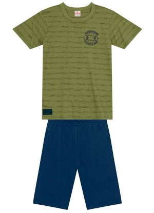 Conjunto Infantil Menino Listrado de Skate Verde