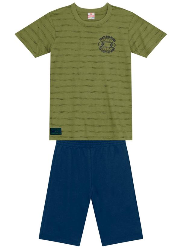 Conjunto Infantil Menino Listrado de Skate Verde