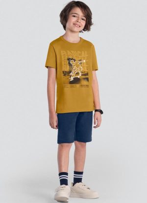 Conjunto Infantil de Skate em Puff Amarelo