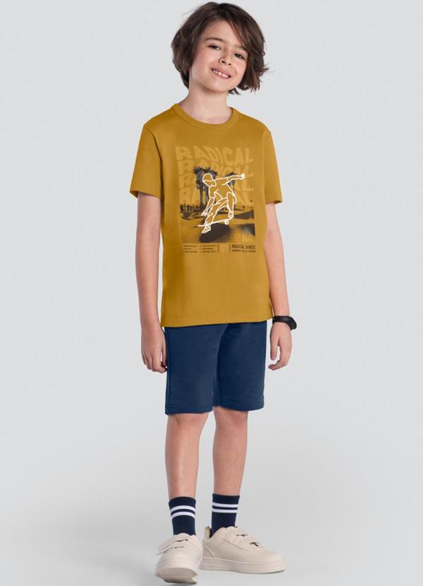 Conjunto Infantil de Skate em Puff Amarelo