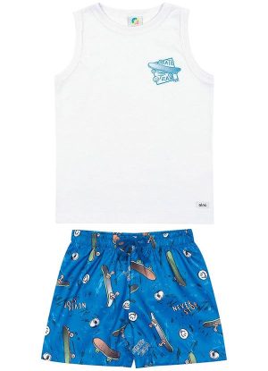Conjunto Skate Team Meninos Branco