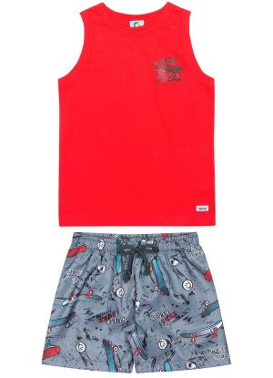 Conjunto Skate Team Meninos Vermelho