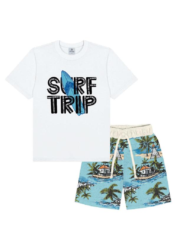Conjunto Surf Branco e Azul Abrange