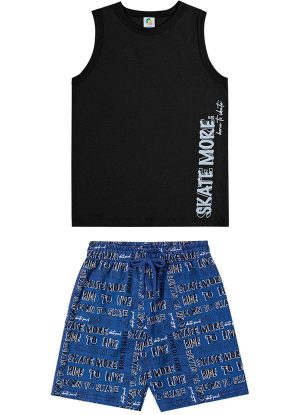 Conjunto em Moletom Skate More Meninos Preto