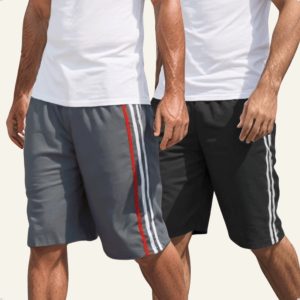 KIT 2 Bermuda Longa Masculino KS Tactel Listra Lateral Academia Esporte Popular