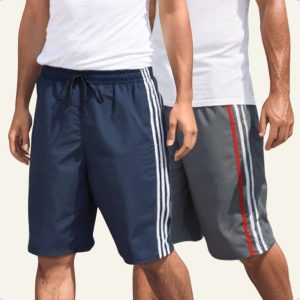 KIT 2 Bermudão Popular Masculino KS Tactel Listra Lateral Esporte