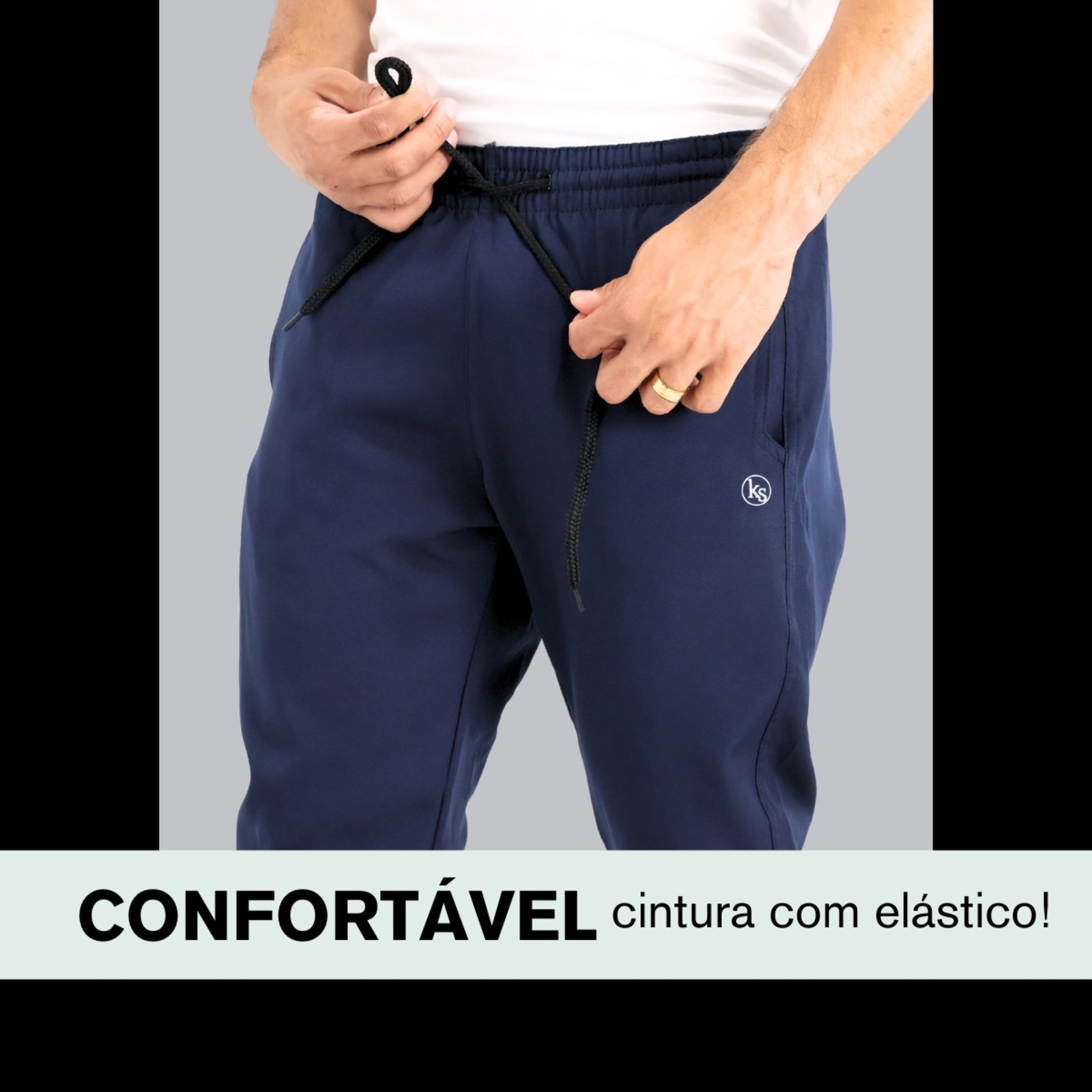 KIT 3 Calça Jogger KS Tactel Elastano Premium Casual Esporte
