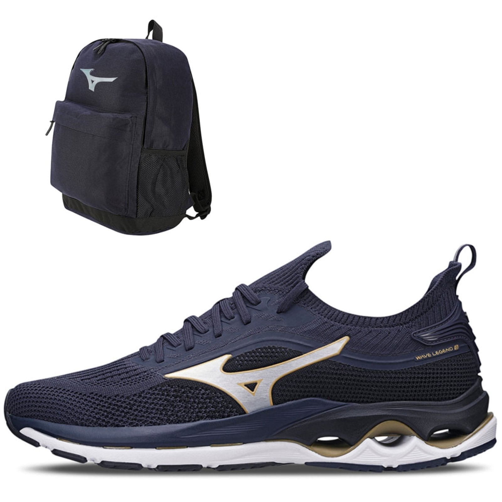 Kit 1 Tênis de Corrida Masculino Mizuno Wave Legend 3 e 1 Mochila Energy