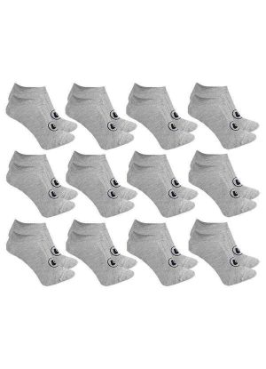 Kit 12 pares de Meias Esporte Legal Sapatilha Invisível Feminina Cinza