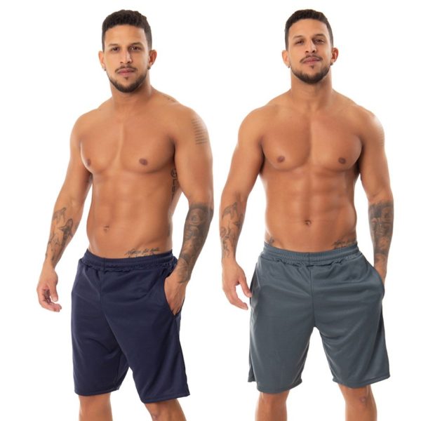 Kit 2 Bermuda Academia Corrida Treino Esportiva Masculina Multicolorido