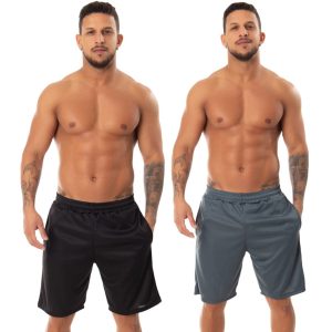 Kit 2 Bermuda Esportiva Masculina Bolso Academia Corrida Multicolorido