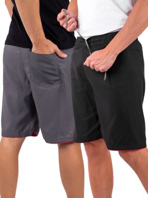 Kit 2 Bermuda Masculina Tactel Liso Esporte Academia Casual Bolso Traseiro