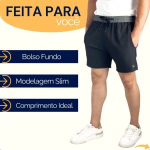 Kit 2 Short Esporte Masculino KS Bermuda Curta Tactel Elastano Treino Praia Casual