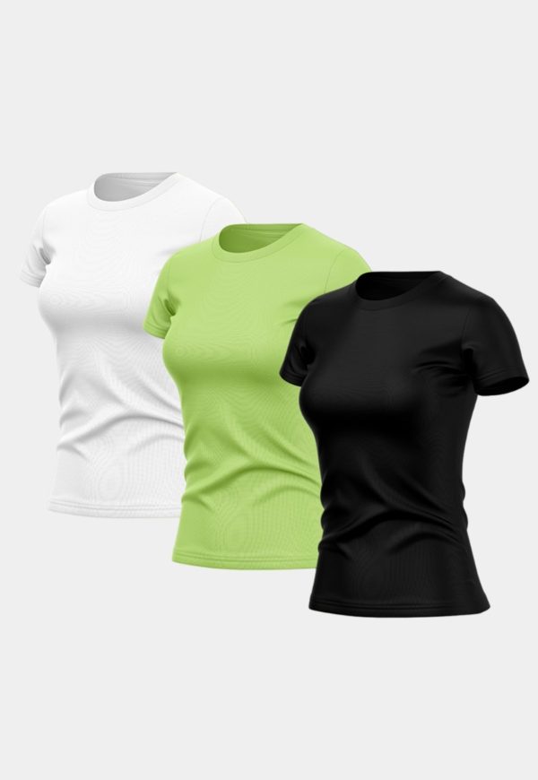 Kit 3 Camisetas Manga Curta Feminina Dry Básica Lisa Proteção Solar UV Térmica Blusa Academia Esporte Camisa