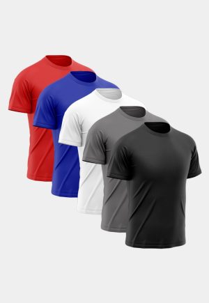 Kit 5 Camisetas Masculina Manga Curta Esporte Fitness Básica Premium Corrida Multicolorido