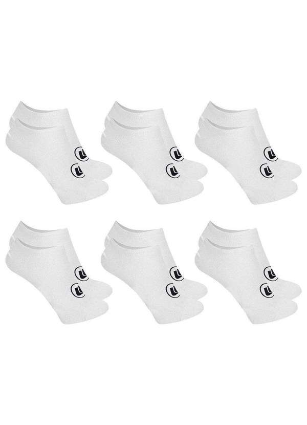 Kit 6 pares de Meias Esporte Legal Sapatilha Invisível Masculina Branco